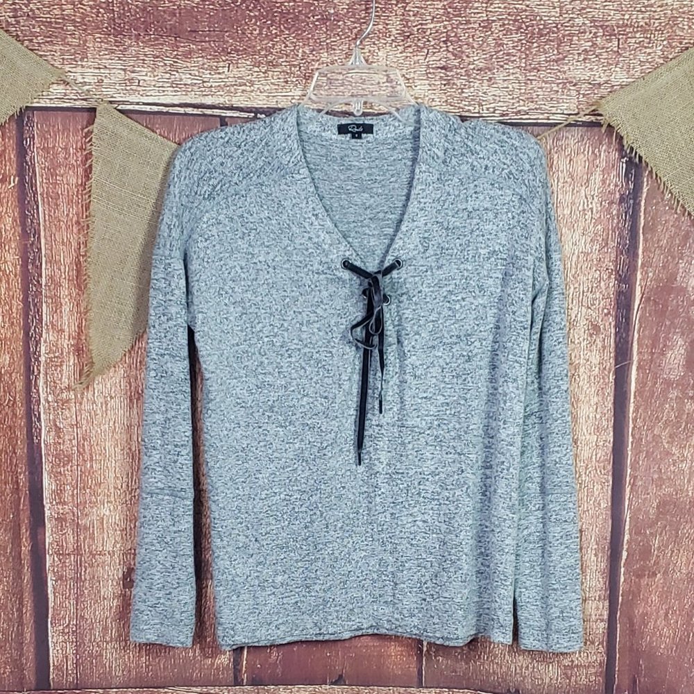 LIKE NEW RAILS LEIGH V NECK HEATHER GRAY VELVET NECK TIE SOFT TOP - Picture 3 of 6